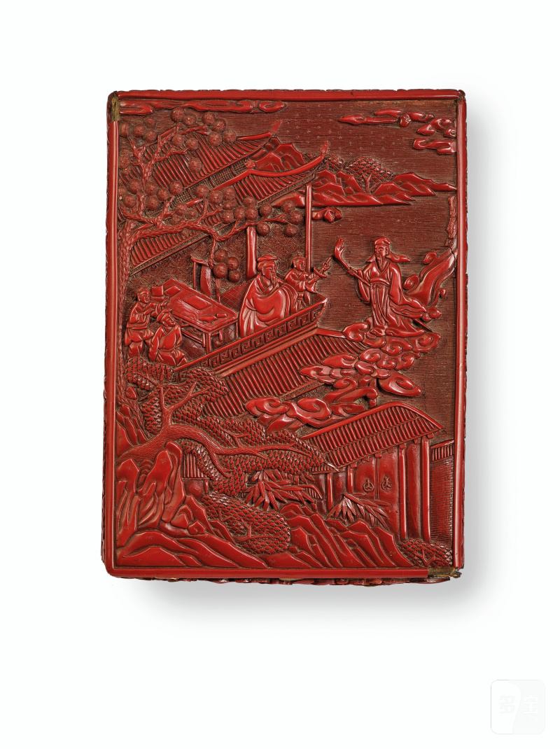 明十六世紀 剔紅迎仙圖長方蓋盒  CHINA, MING DYNASTY, 16TH CENTURY - 图2